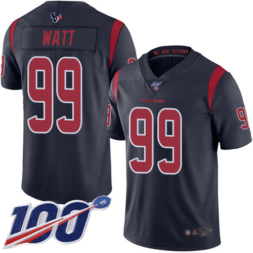 Houston Texans Limited Navy Blue Men J J  Watt Jersey NFL Football #99 100th Season Rush Vapor Untouchable->houston texans->NFL Jersey